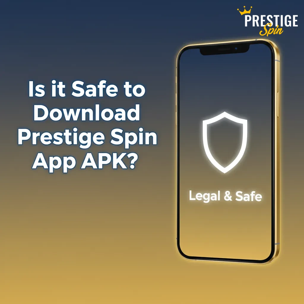 Smartphone with lock and shield, signaling Prestige Spin APK is licensed, encrypted, audited; install from trusted links.