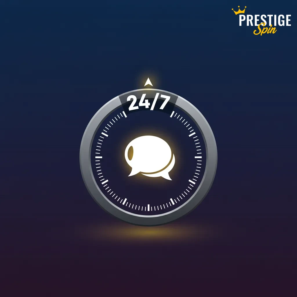 Live chat support with agent icon, real-time 24/7 English help on website and app.