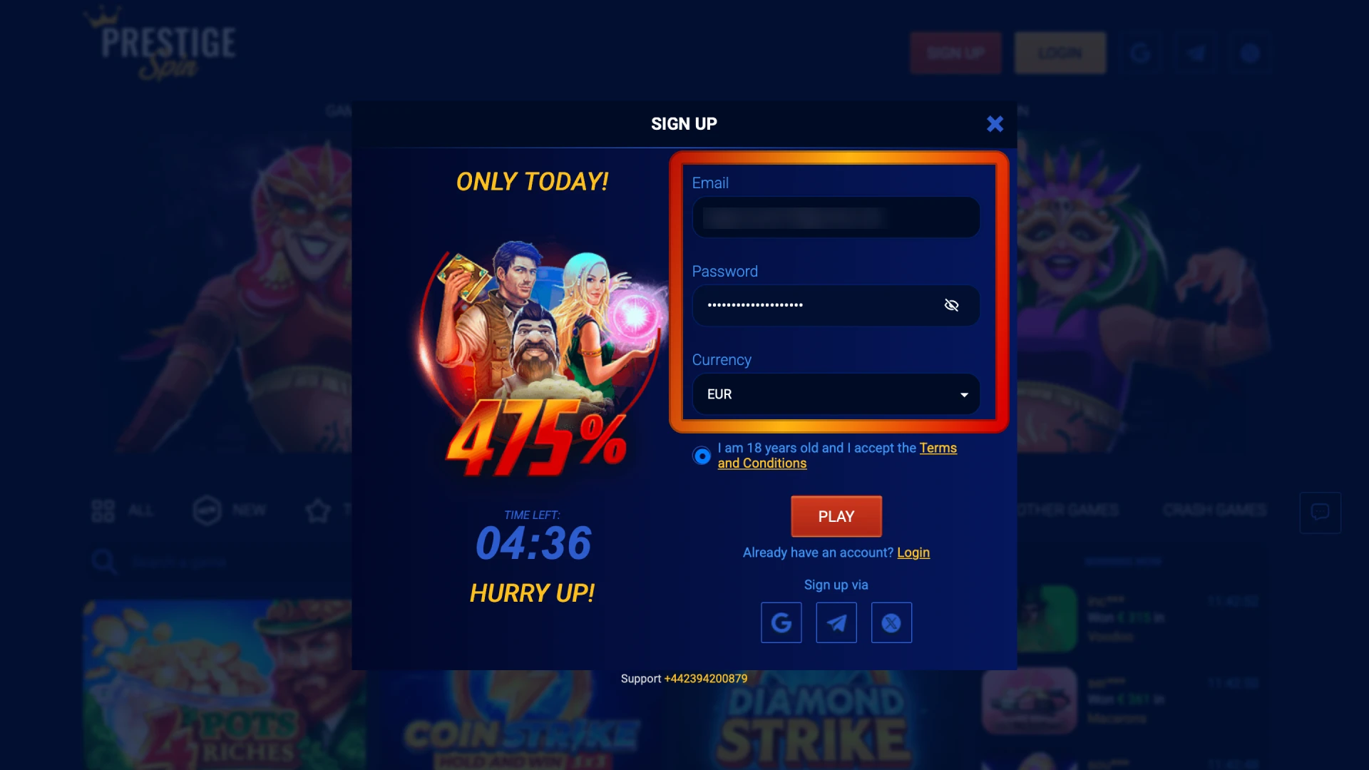 Create your account.