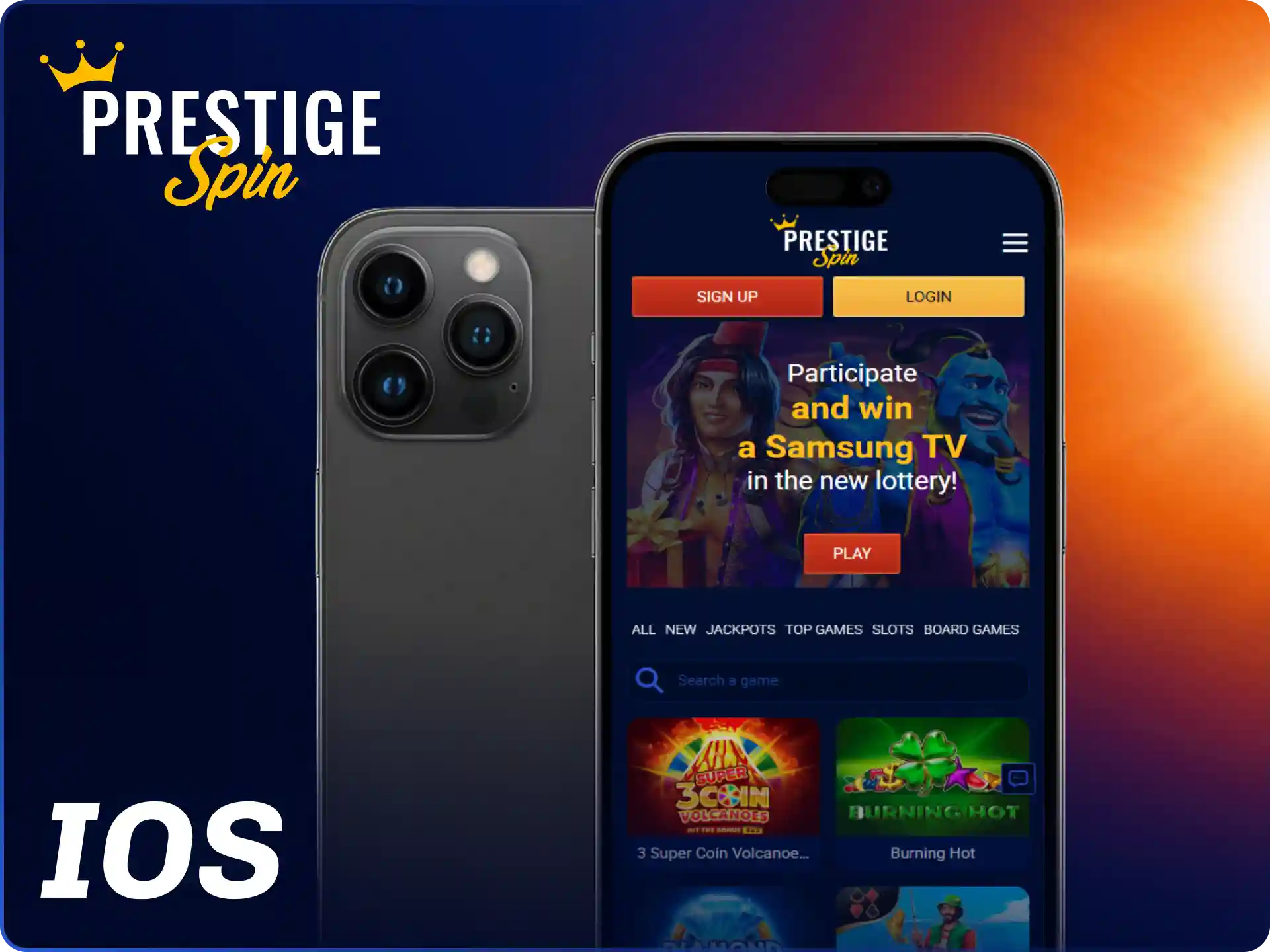 Install the mobile Prestige Spin iOS application and start playing.